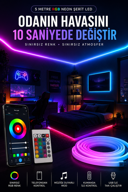 5 Metre Neon Led Işık Seti