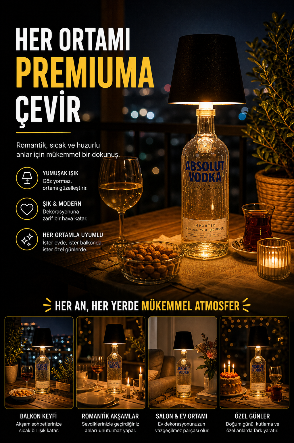 Dekoratif Şişe Lambası